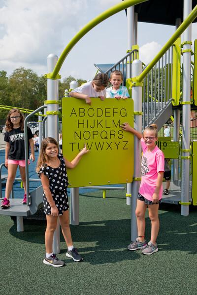 Girls pointing to Tracing Panel
