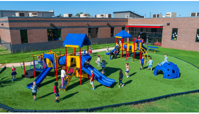 Riverwood Elementary School kids paying on  a sunny afternoon.