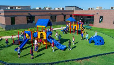 Riverwood Elementary School kids paying on  a sunny afternoon.