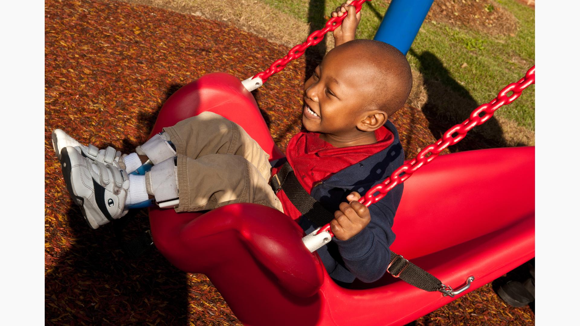 The Molded Bucket Seat with Chains is an ideal inclusive swing seat for children of all ages who need upper body support.