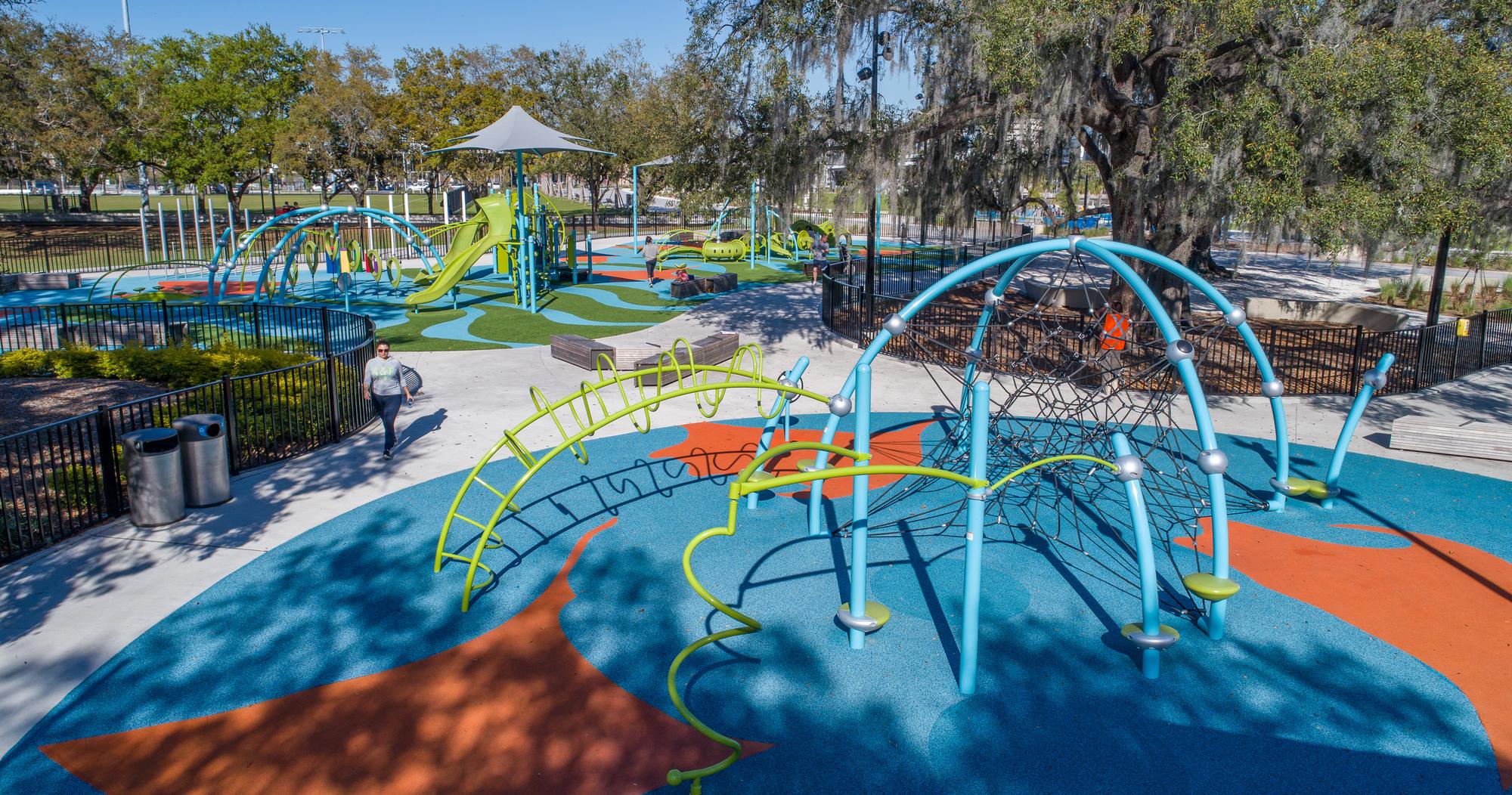 Julian B. Lane Riverfront Park - Colorful Playgrounds For All Ages