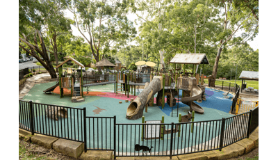 Mindarie Park located in Ryde, Australia, delivers a unique playground experience for children of all abilities. The nature-inspired PlayBooster® play structure is packed with natural looking equipment.