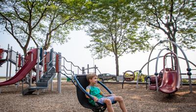 Boy sitting in chill spinner