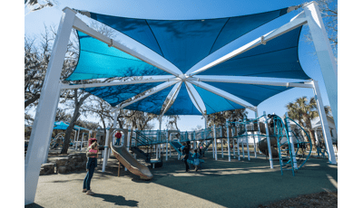 Fitness becomes fun in this workout/playground at Sims Park.