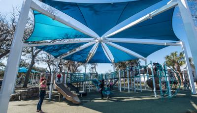 Fitness becomes fun in this workout/playground at Sims Park.