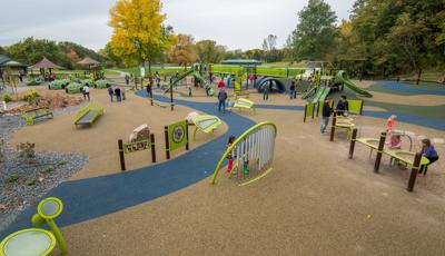 Families enjoy the many activities of Woodridge Park. Children of all abilities can enjoy all the amenities from tall PlayBooster slides and custom net climbers to Rhapsody® Musical Instruments to multiple Cozy Domes and much more.