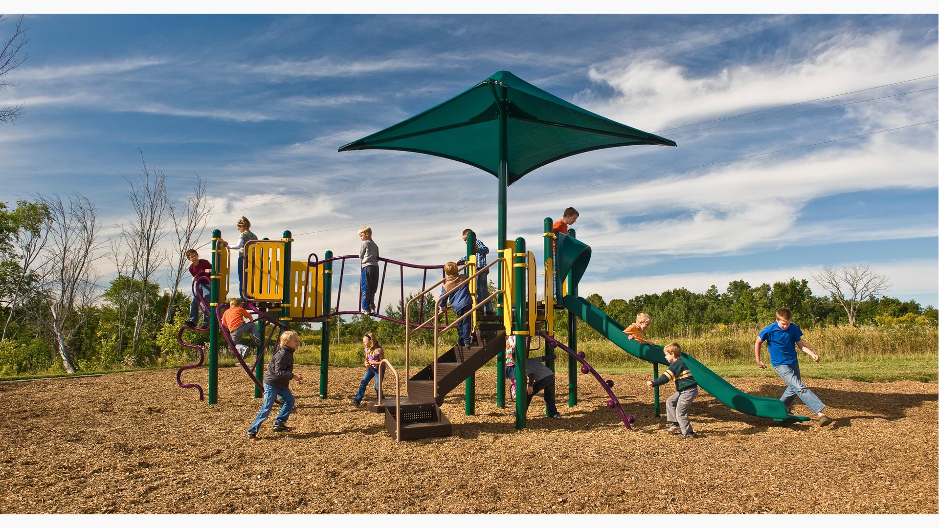 PlayBooster structure for kids 5-12 with CoolTopper shade system on top.