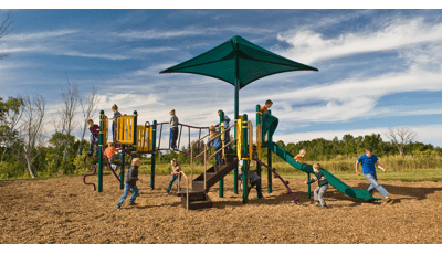 PlayBooster structure for kids 5-12 with CoolTopper shade system on top.