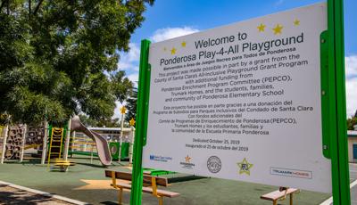 Welcome to Ponderosa Elementary playground sign