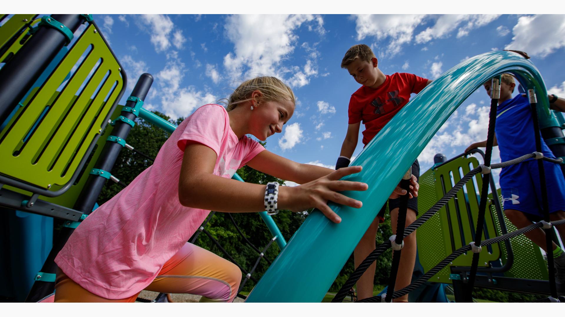 Detail of Permalene® Handholds of Flex Climber as children play