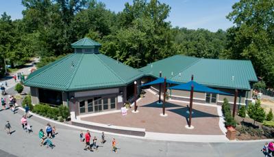 Mesker Park Zoo, Evansville, IN features two custom-designed SkyWays® shade products.