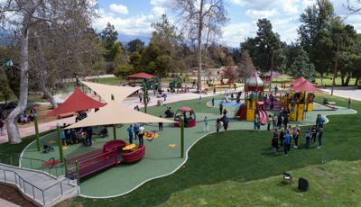  This playground celebrates the grand re-opening of the first Shane's Inspiration playground 20 years ago. Families with their kids celebrate by enjoying all the amenities of the park such as the many ramps, enclosures, learning wall panels, and many freestanding motion play elements such as the We-Go-Round and the Sway Fun.