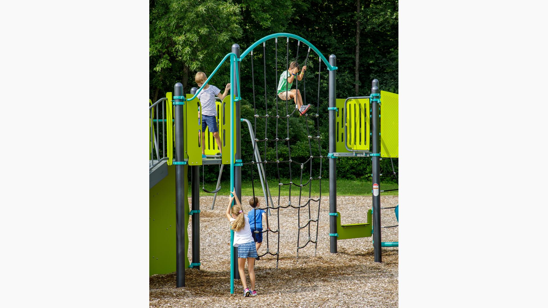 Children playing on Climbing Wall