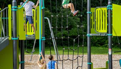 Children playing on Climbing Wall