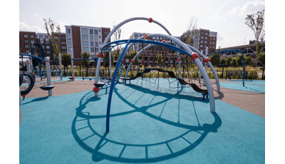 Evos play structure in Lincoln Harbor Park.