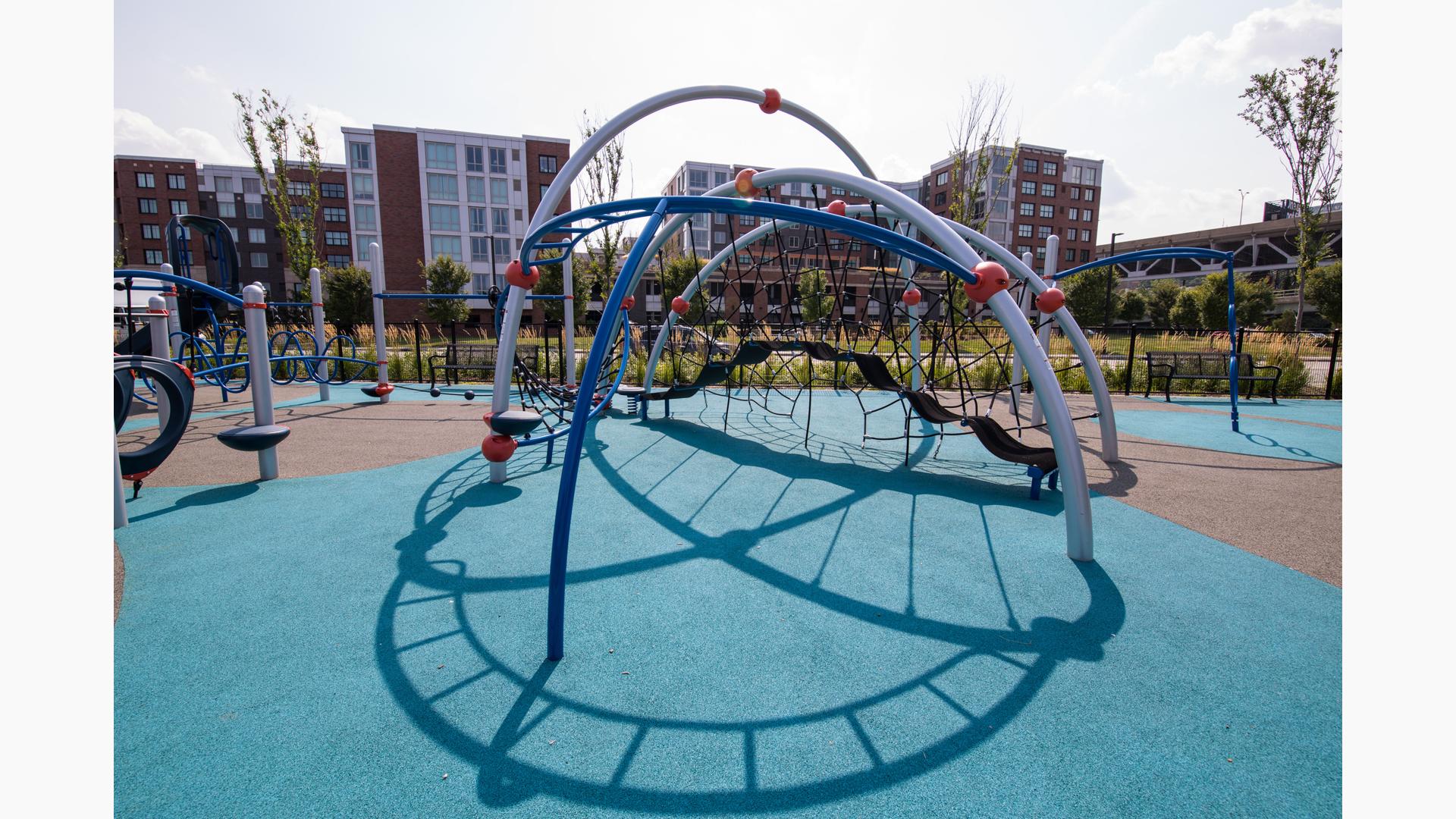 Evos play structure in Lincoln Harbor Park.