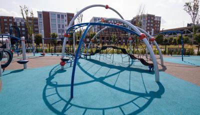 Evos play structure in Lincoln Harbor Park.