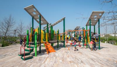 Kids play on Beach 30th Street Playground