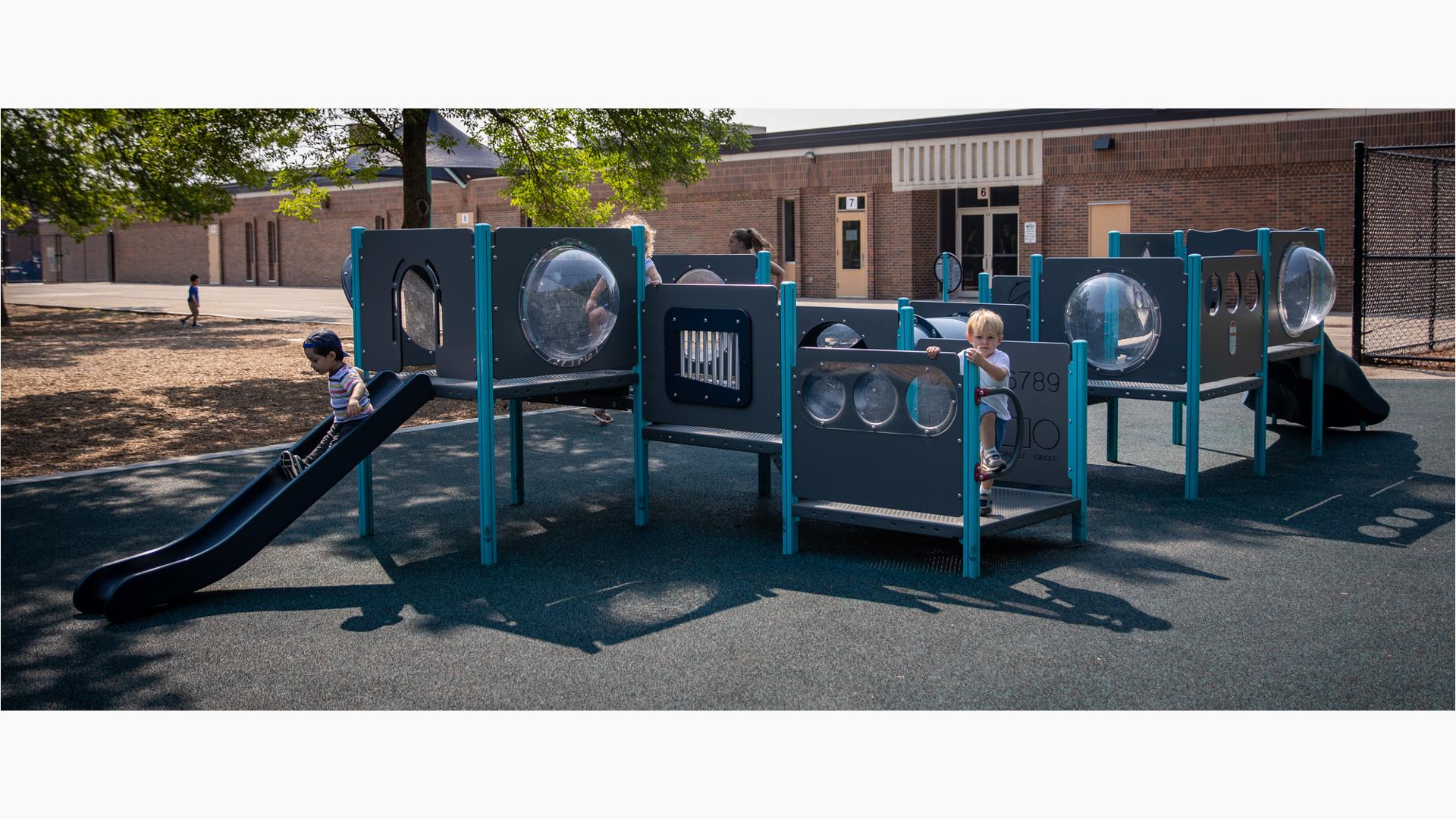 Children play on Playshaper playscape for 6-23 month olds