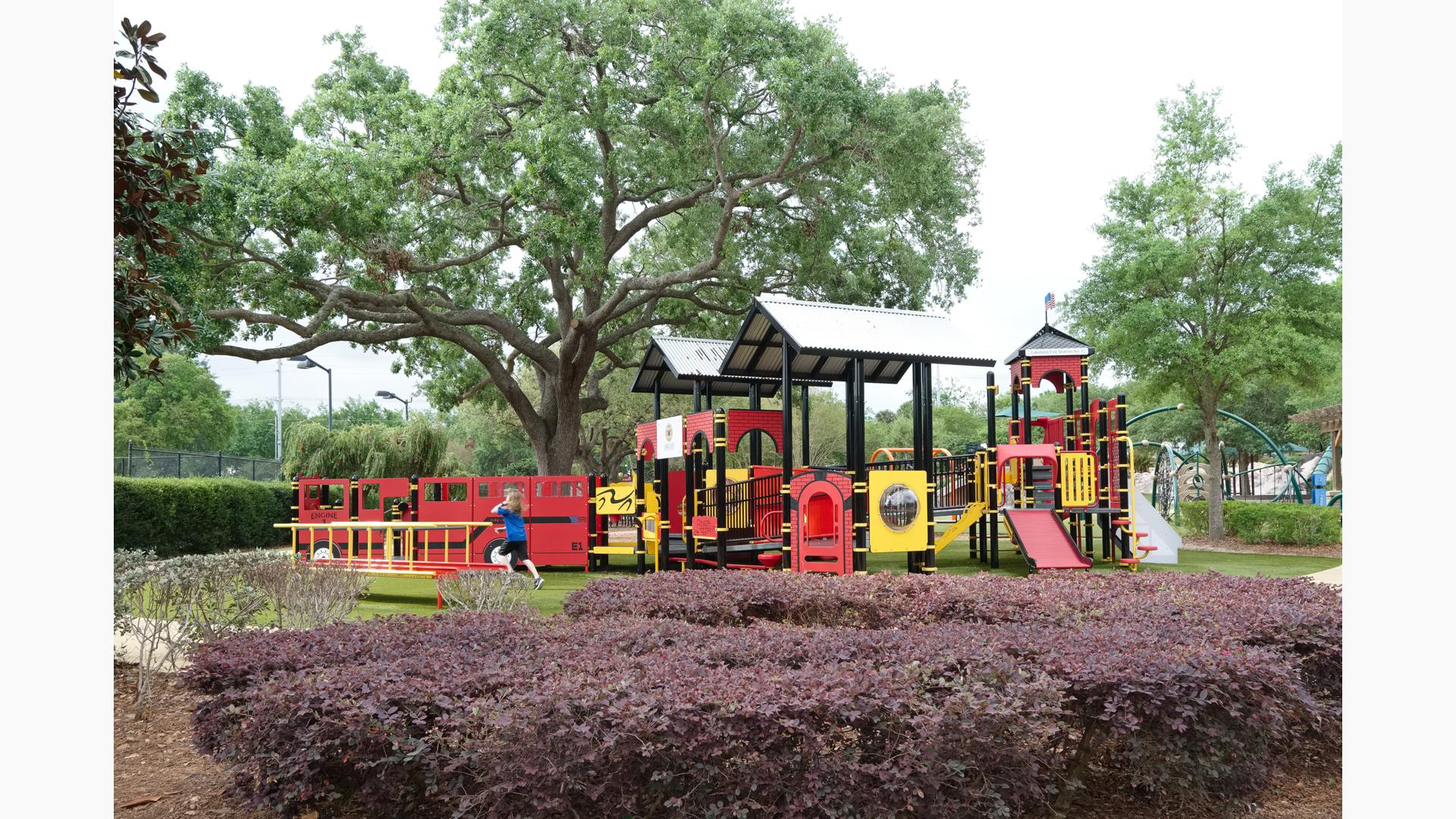 Child running around playground