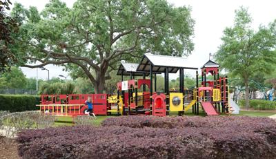 Child running around playground