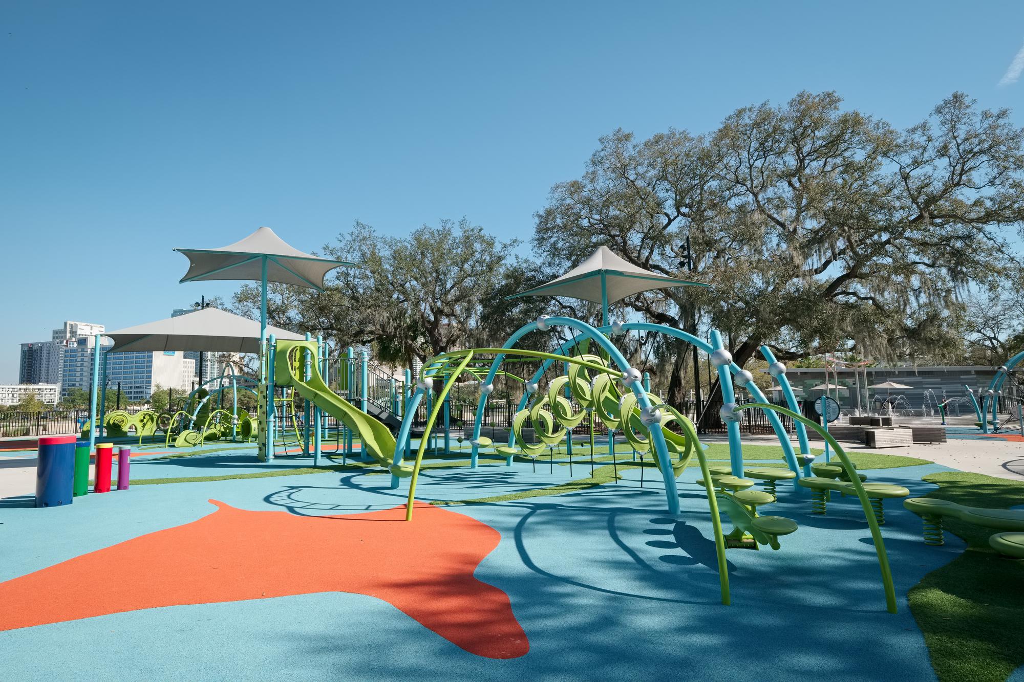 Julian B. Lane Riverfront Park - Colorful Playgrounds For All Ages