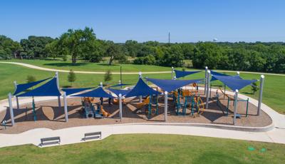 Northfield Park Richland Hills, TX. Features separate play structures, each of which is packed full of engaging playground components like climbers, slides and activity panels. The ZipKrooz®, OmniSpin® spinner, Sensory Play Center®, Oodle Swing® and more. Plus, heavy duty commercial shade sails from SkyWays®