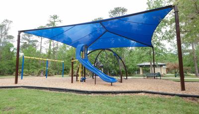 Shade covering Evos playground at Sam Smith Memorial Park.