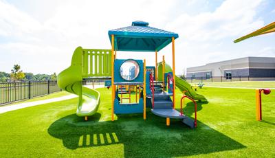 Enclosure view of PlayShaper® playscape for ages 2-to-5