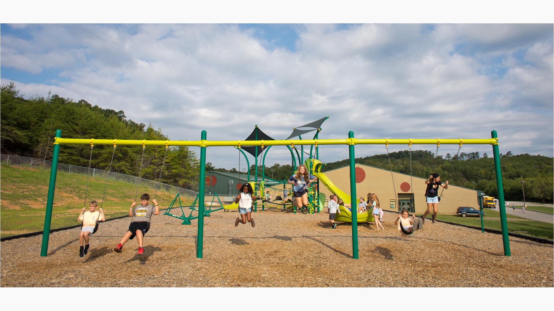 Single Post 2 Bay Swing  Commercial Playground Equipment