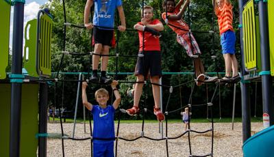 Boys hanging out on Climbing Wall