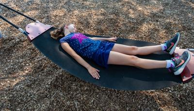 Girl laying on boogie board