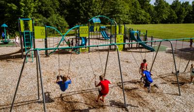 Children on swing set