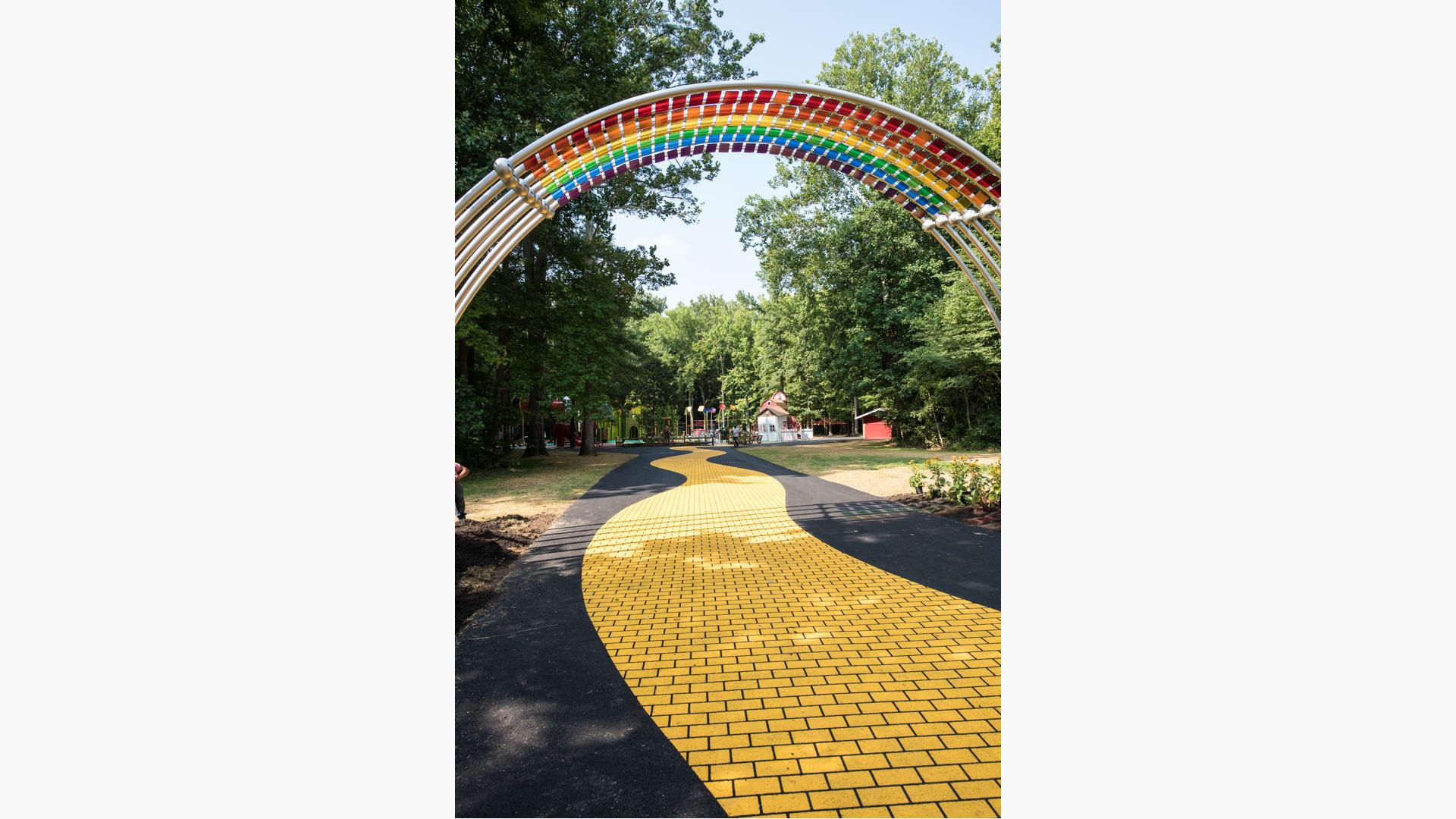 The yellow brick road leading to the Emerald City in the land of Oz Backdrop