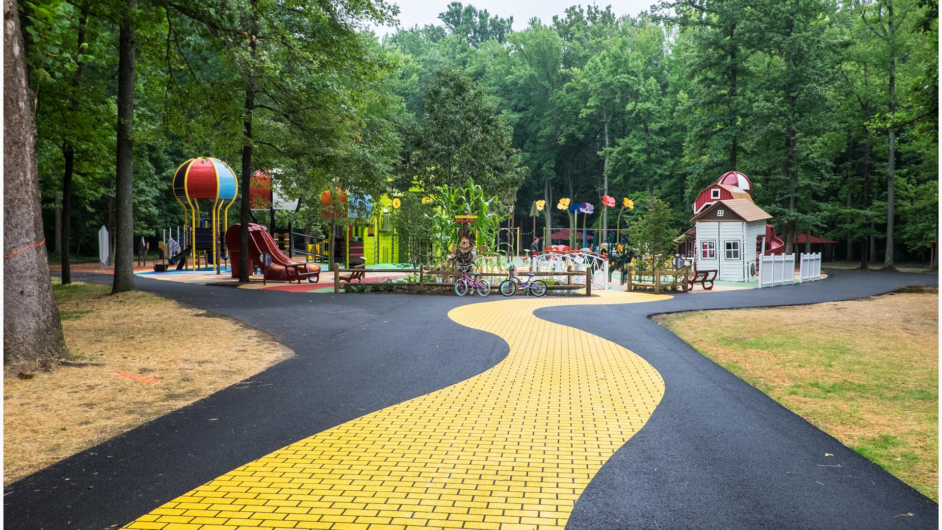 The yellow brick road leading to the Emerald City in the land of Oz Backdrop