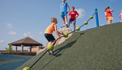 Kids playing up hill