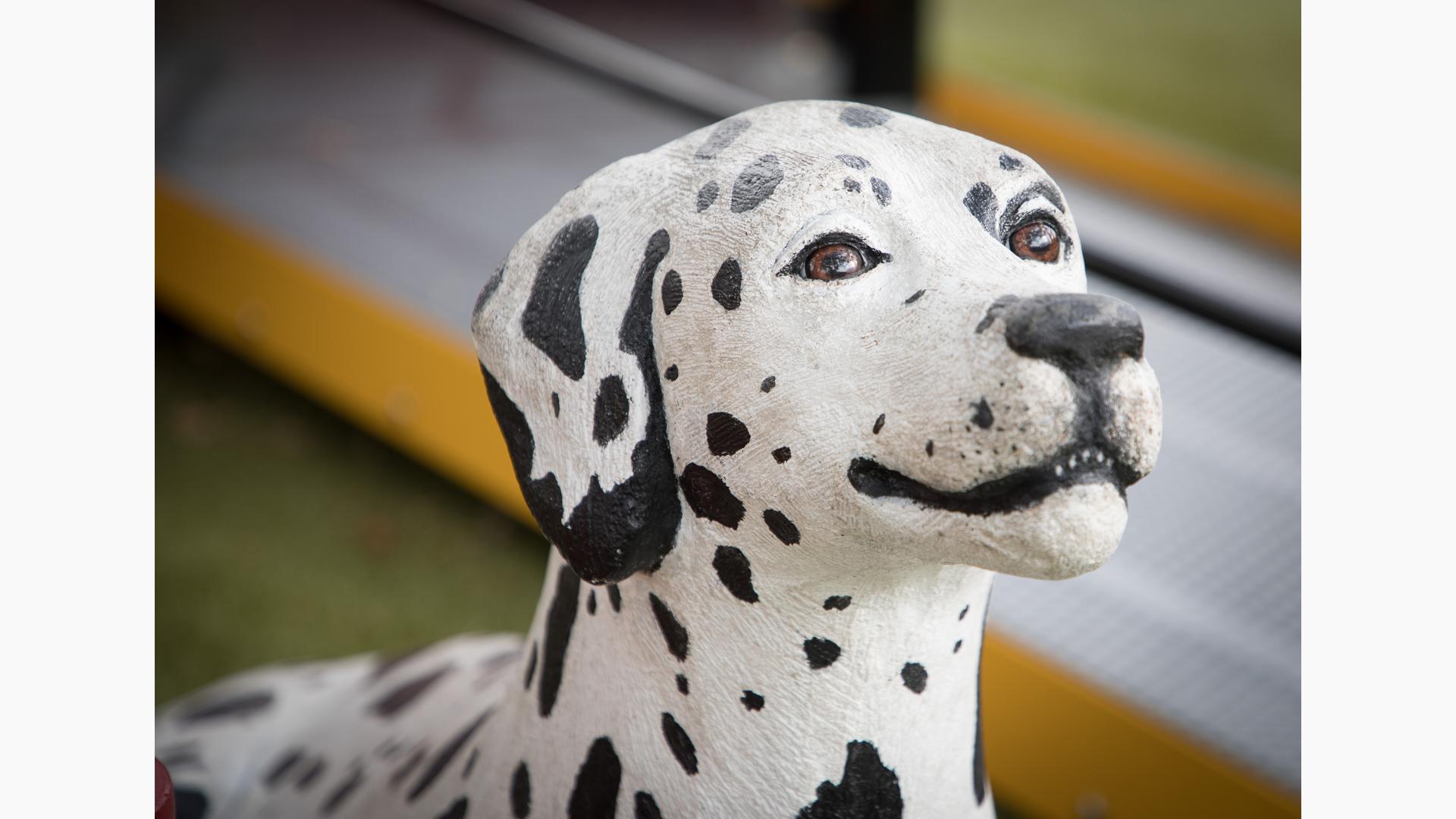 Detail of fire station Dalmatian face