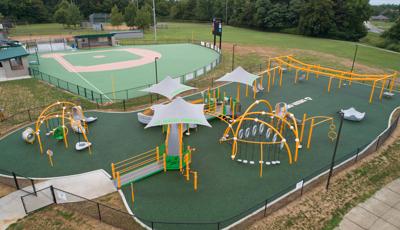 Miracle League of Louisville, Louisville, KY. This inclusive playground features a ramped PlayBooster® play structure that leads to the Sway Fun® glider, sensory play panels and the Rollerslide. Additionally, custom Evos® and Weevos® playsystems as well as climbers, bouncers, tunnels, slides and more. Plus,  accessible ZipKrooz®, OmniSpin® spinner and swings. 