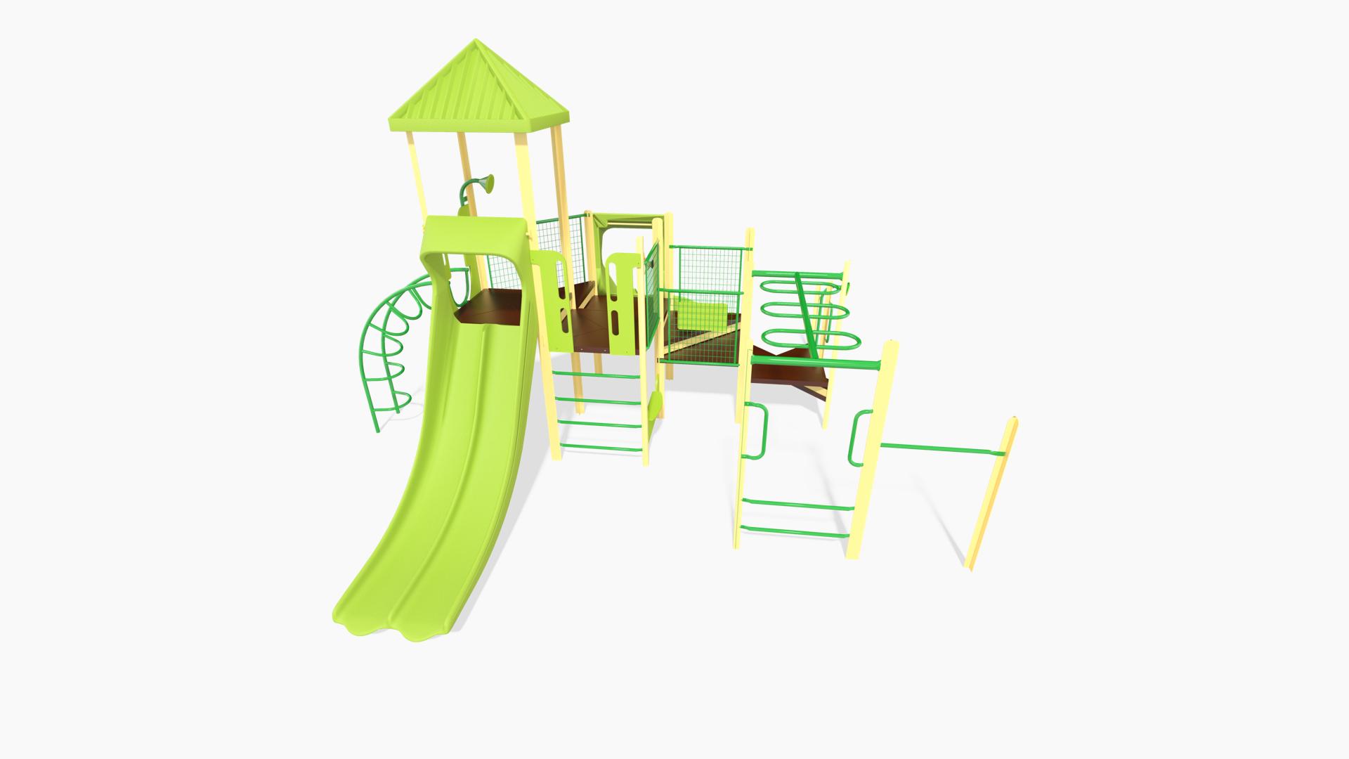 PlaySense® Design 402 - Double Slide, Monkey Bar, Chin Up