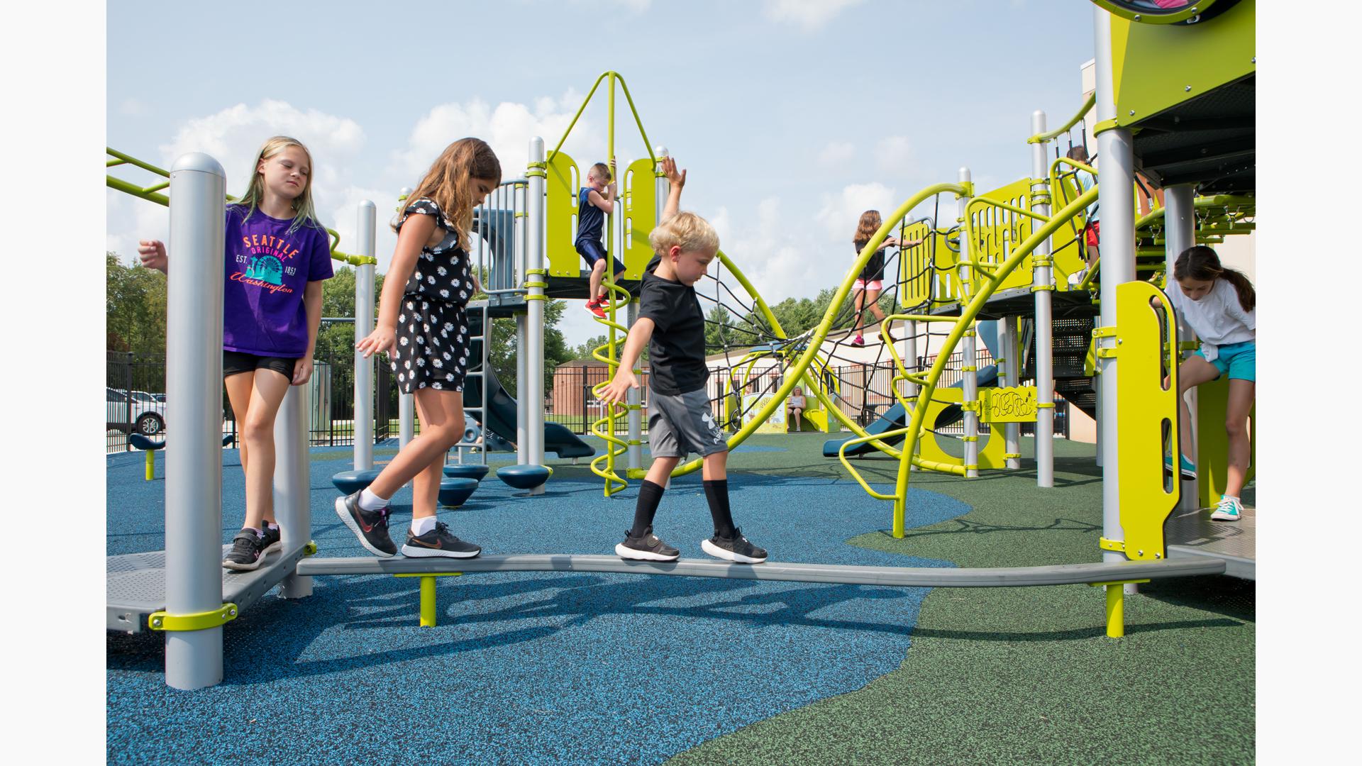 Kids walking on Curved Balance beam