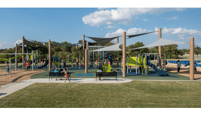 Little Elm Park in Little Elm, TX with new SkyWays® Shade Products.