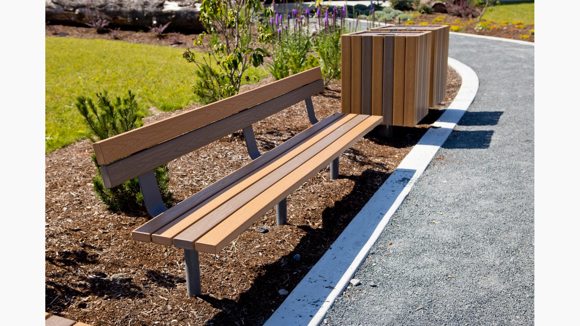 Wood Grain Bench w or w o Back Landscape Structures