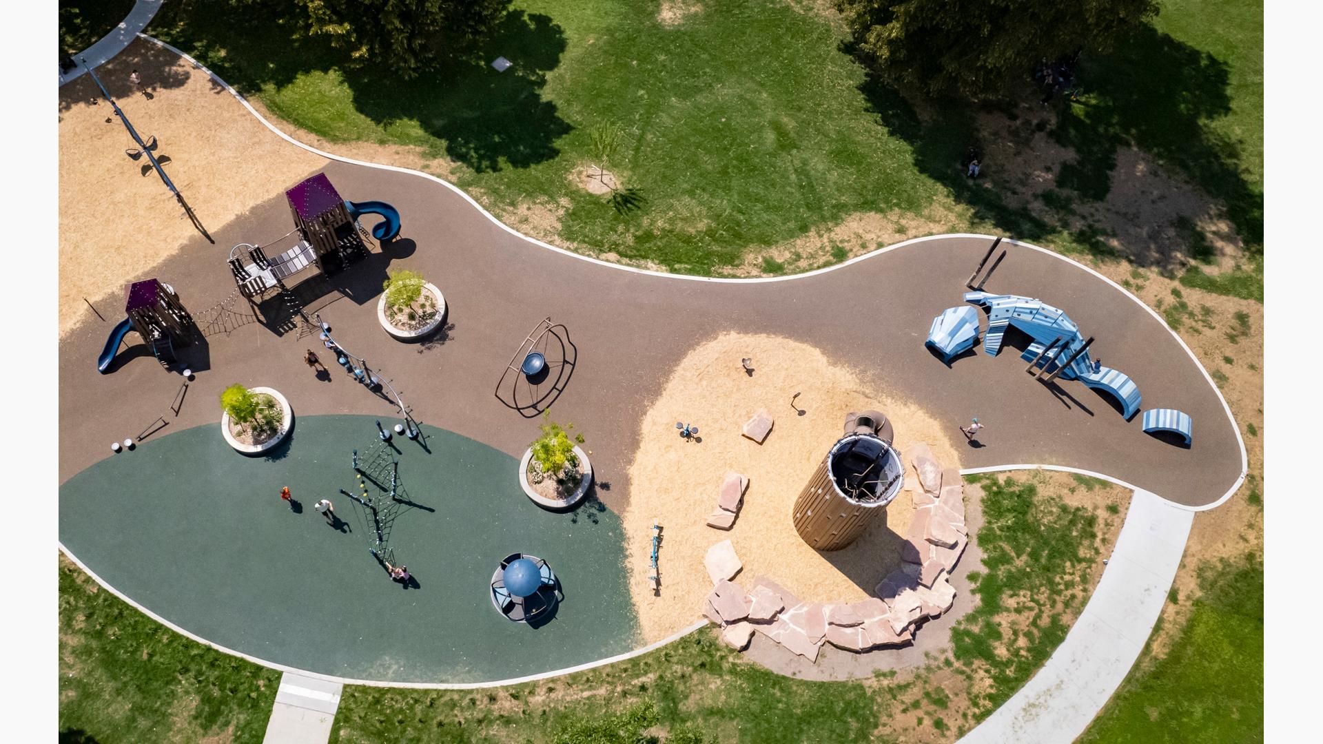 City Park Playground - Fort-like Playground Towers