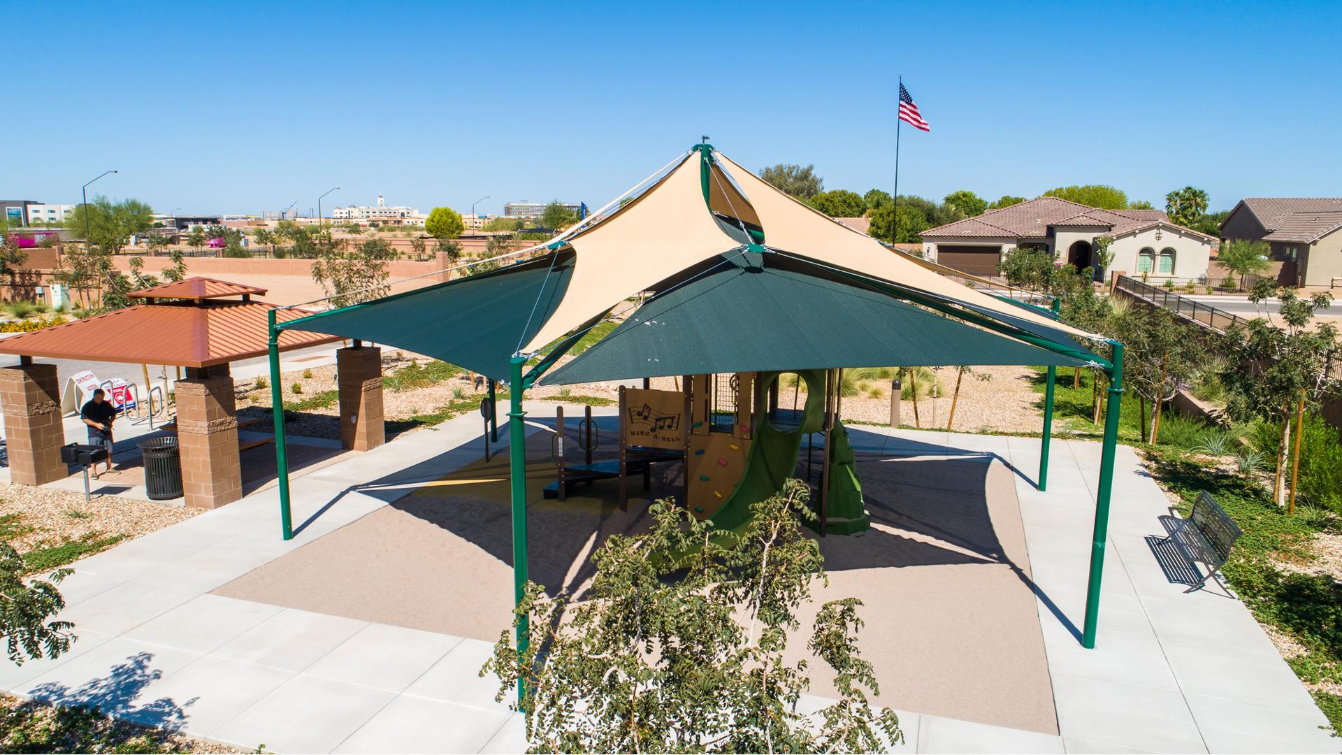 Skyways Shade structure over play structure.