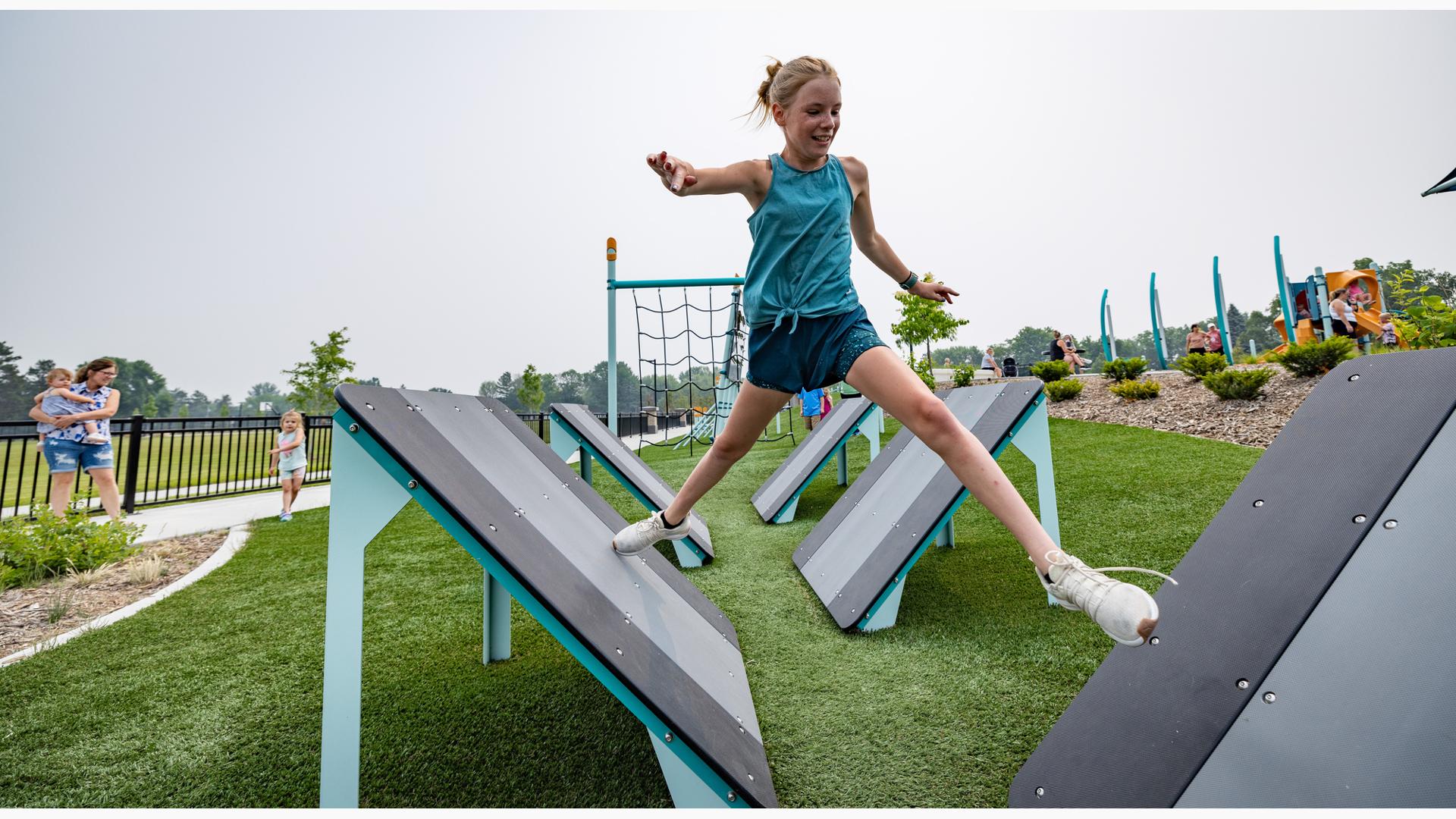 Hanging Ninja Balls, Kids Climbing Panel