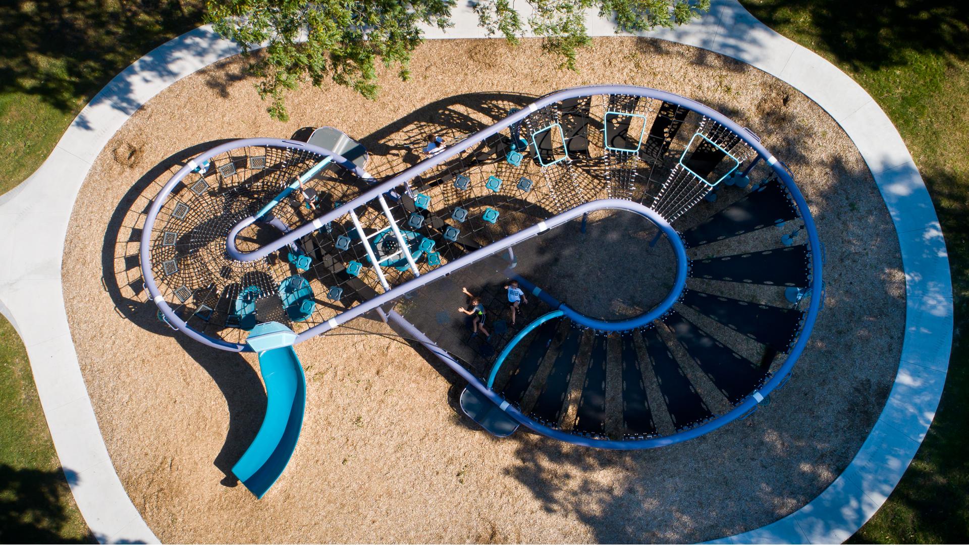 Aerial of Quantis playscape in Palmer Park