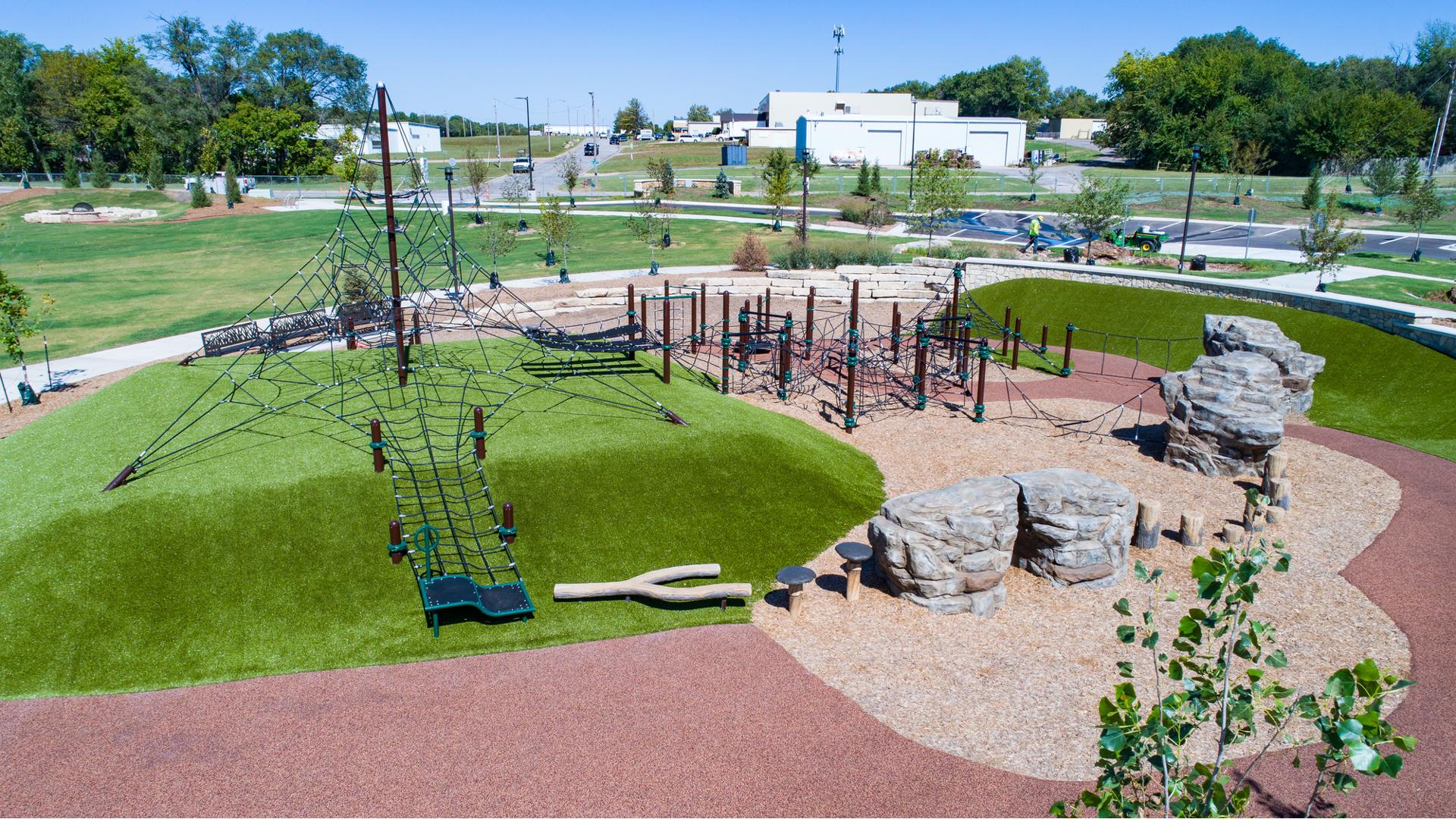 Featuring various net and rock climbers, Warren Riverview Park is nonstop adventure.