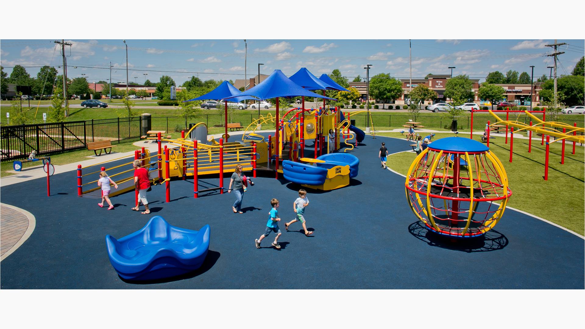 McKnight Park - Miracle League Ball Field and Playground, Murfreesboro, TN.  Supported by the Project One Four Foundation, the Foundation of Major League Baseball star David Price. This playground features  inclusive play activities, extensive series of ramps, as well as the Sway Fun® glider, OmniSpin® spinner, Roller Table™, Global Motion® and Rhapsody® Outdoor Musical Instruments.