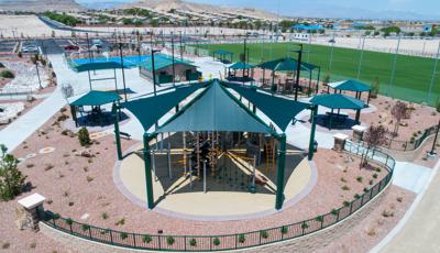 Olympia Park, Las Vegas, NV features the Canyon Collection™ rock climbers combined with the playground nets of the Netplex® playsystem. Plus, SkyWays® shade products.