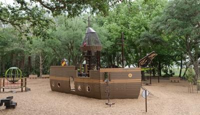 Lake Parker Park, Lakeland, FL which features a ship-themed playground design. Playground nets and other climbers. In addition, there are nature-inspired PlayBooster® and PlayShaper® play structures, Global Motion®, Rhapsody® Outdoor Musical Instruments, ZipKrooz® and swings.